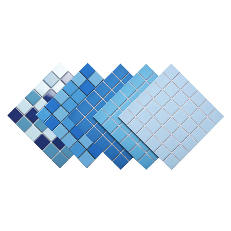 Luxury marble mosaic tiles blue crystal glass bathroom and swimming pool mosaic tile