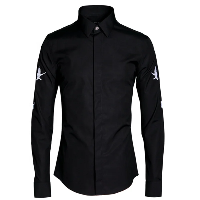 Wholesale fast delivery mens solid white shirts casual formal classical office black cotton shirt