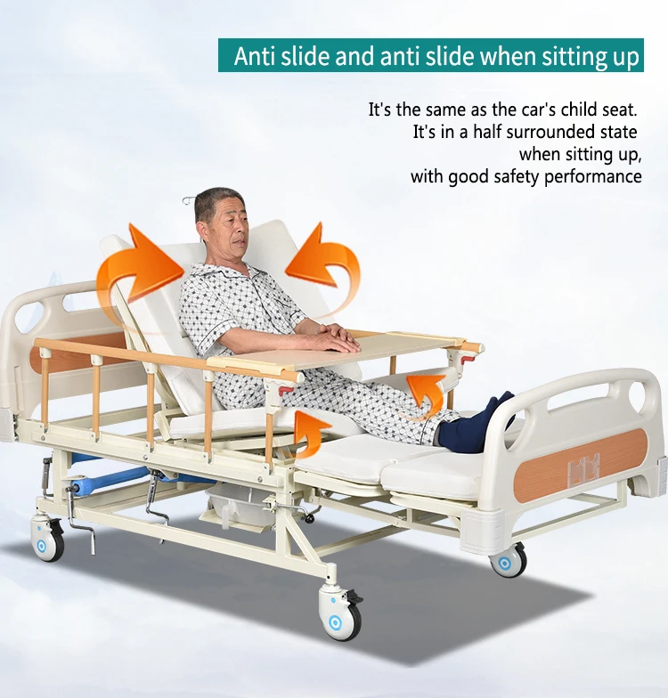 
Home use elderly care adjustable medical hospital bed with toilet 