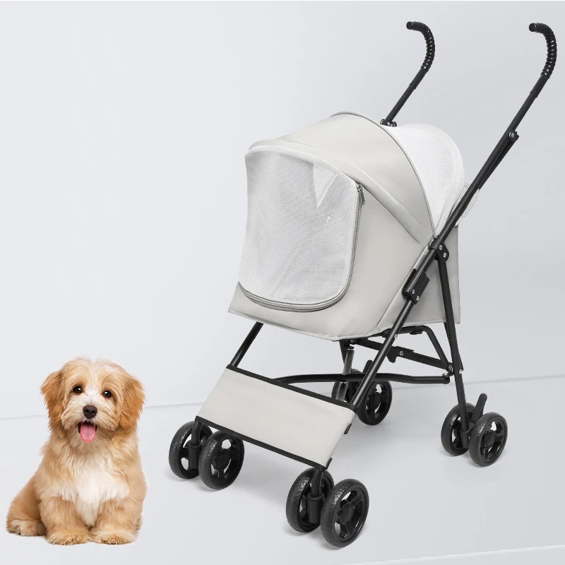 Lightweight Compact Foldable Pet Stroller Dog and Cat Carrier with Four Universal Wheels for Travel and Walking