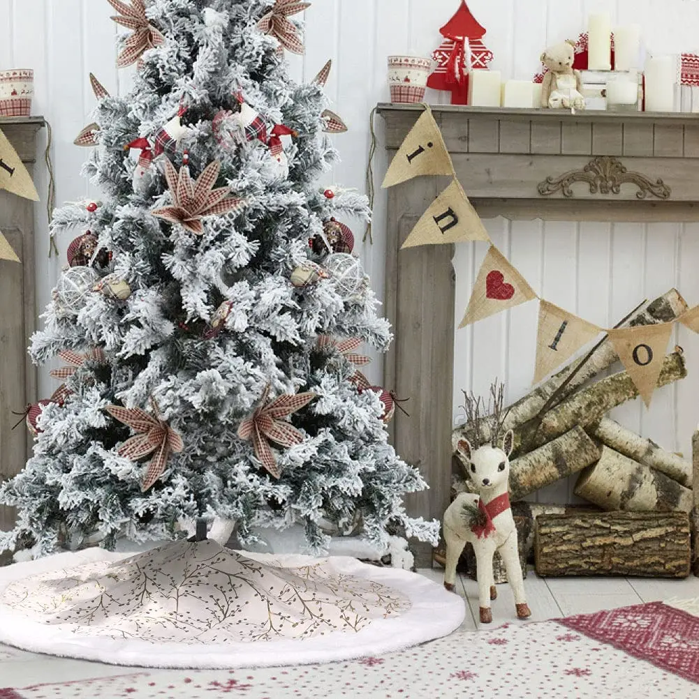 Wholesale gold white fur wool tree skirt xmas decorations christmas tree skirt
