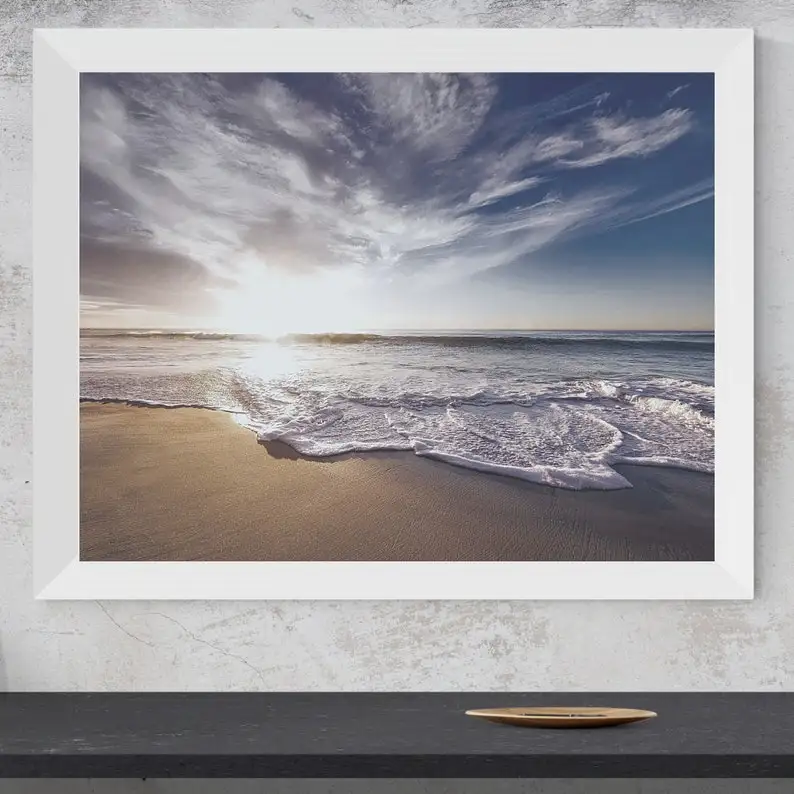 Beach Seascape Paintings Canvas Wall Art Ocean Painting Horizontal Wave Paintings for Home Decor