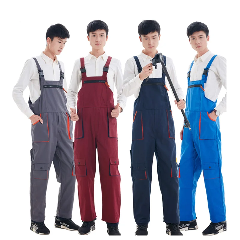 Factory Price Flame Resistant Cotton Denim Outdoor Cargo Trousers Man Safety Uniform Bib Overall
