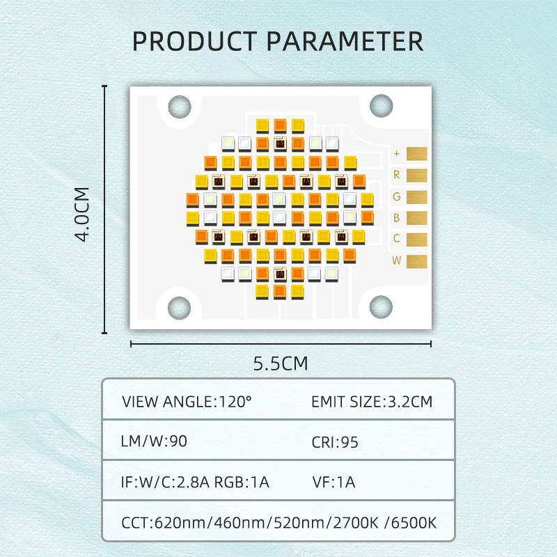 Customized Five Color COB LED Chips 2700K 6500K COB SMD Chip UV LED 180W 250W 300W 350W 500W 700W 800W