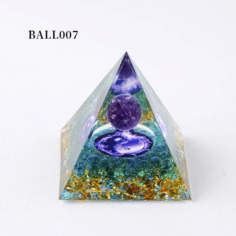 6cm Wholesale Crystal Energy Pyramid Healing Reiki Meditation 7 Chakra Orgonite Orgone Pyramids metal Base