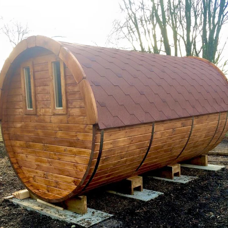 Outdoor Traditional Sauna Room Long Barrel Sauna 6-8 Person Sauna For Sale