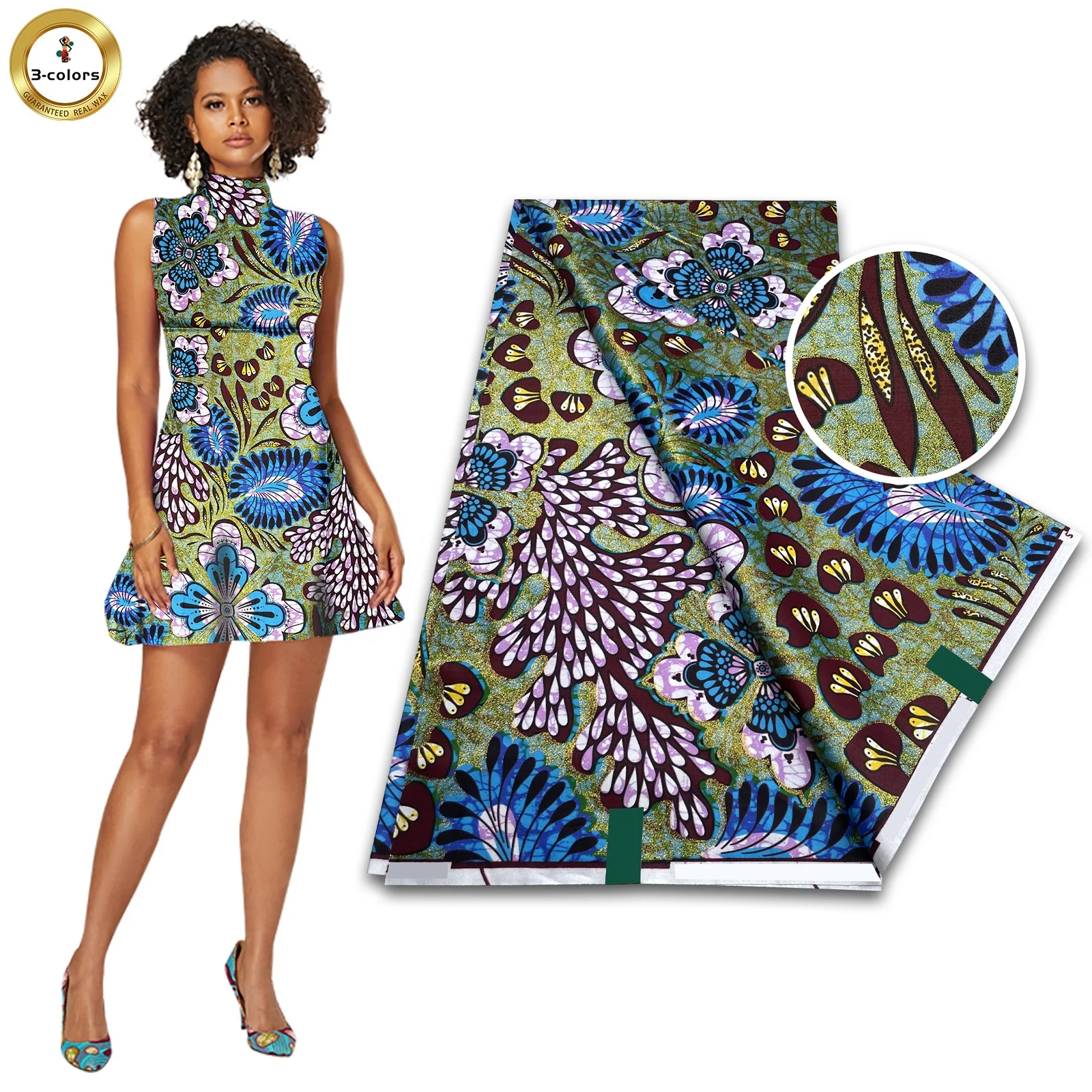 High quality wax Grand 100% cotton soft material African wax prints glittering Grand wax