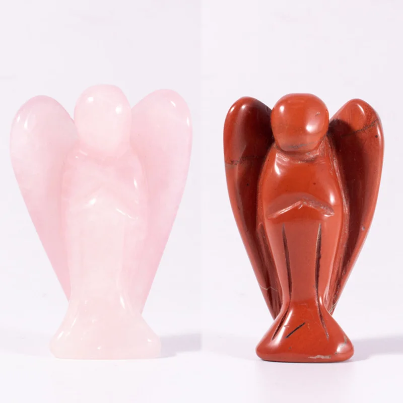 Wholesale polished carvings stone angels Natural Crystal 1.5 2 inch Rose Quartz Amethyst Crystal Natural Stone Angel