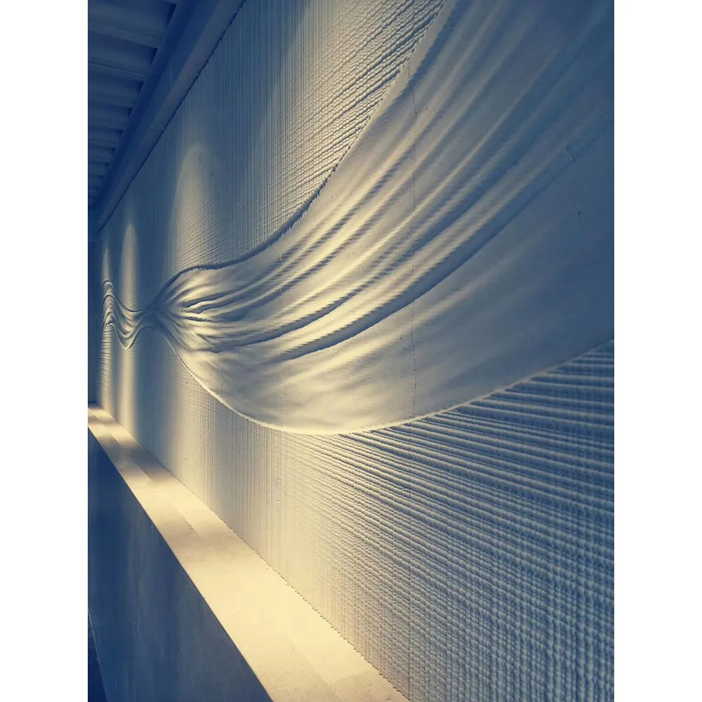 CNC cut wave stone wall Sculpture white wave limestone wall