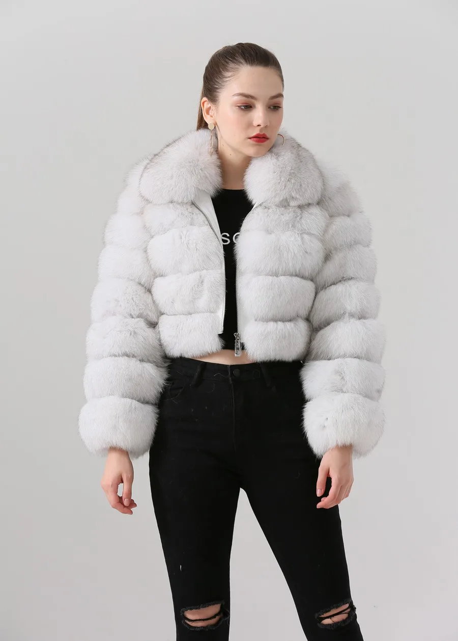 QIUCHEN  2021 Winter Casual Women Real Fox Fur warm Coat Raccoon Fur Jacket Oversized Short Coats For Ladies QC19021