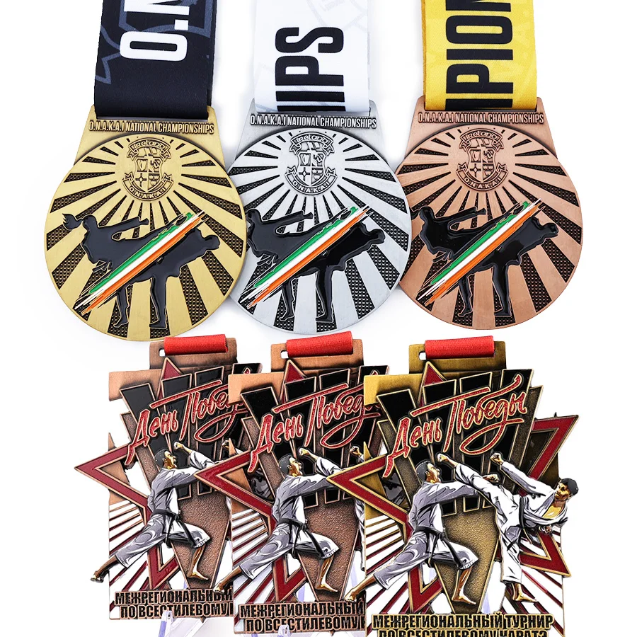 Производитель бесплатный дизайн индивидуальные спортивные металлические карате тхэквондо боевые искусства кикбоксинг кунг-фу бджи джиу-джитсу медали по дзюдо