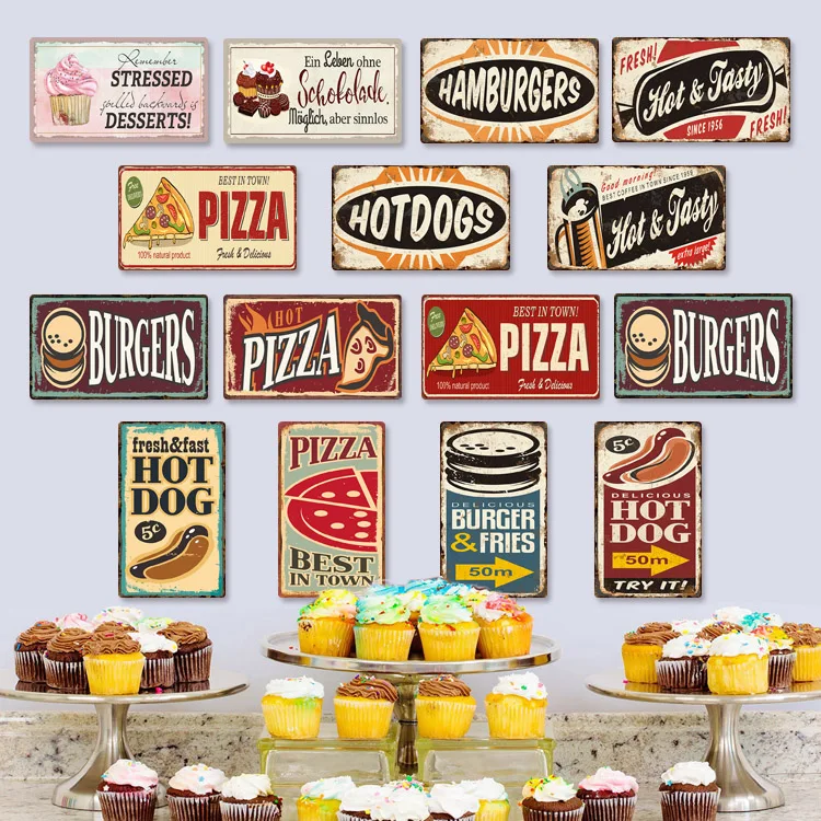 
Tin sign 15X30CM customized design UV letter printing food license Plate Number retro metal signs for home decor 