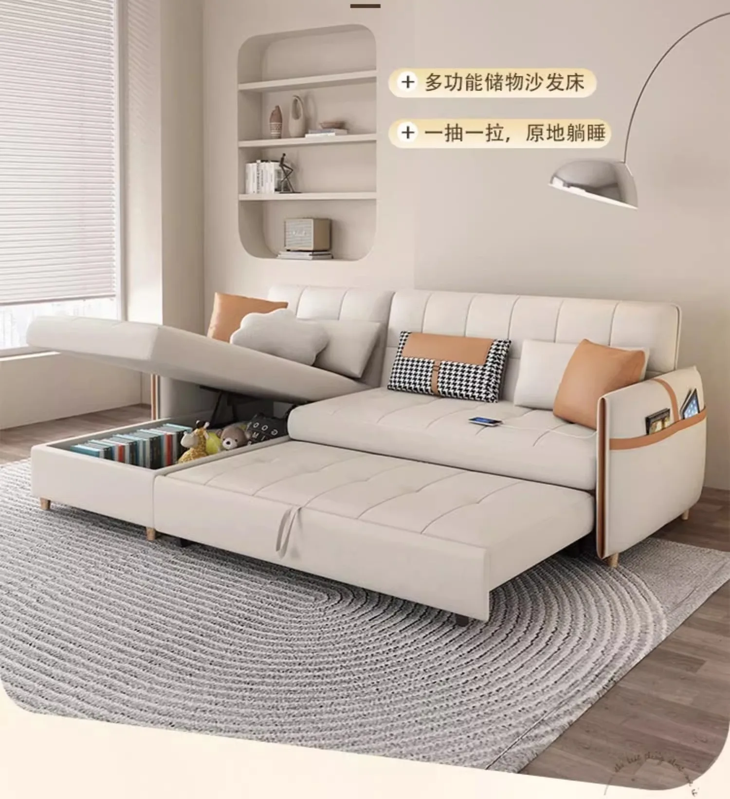 Futon sofa bed convertible metal frame folding corner Sofa Cum Bed with Storage