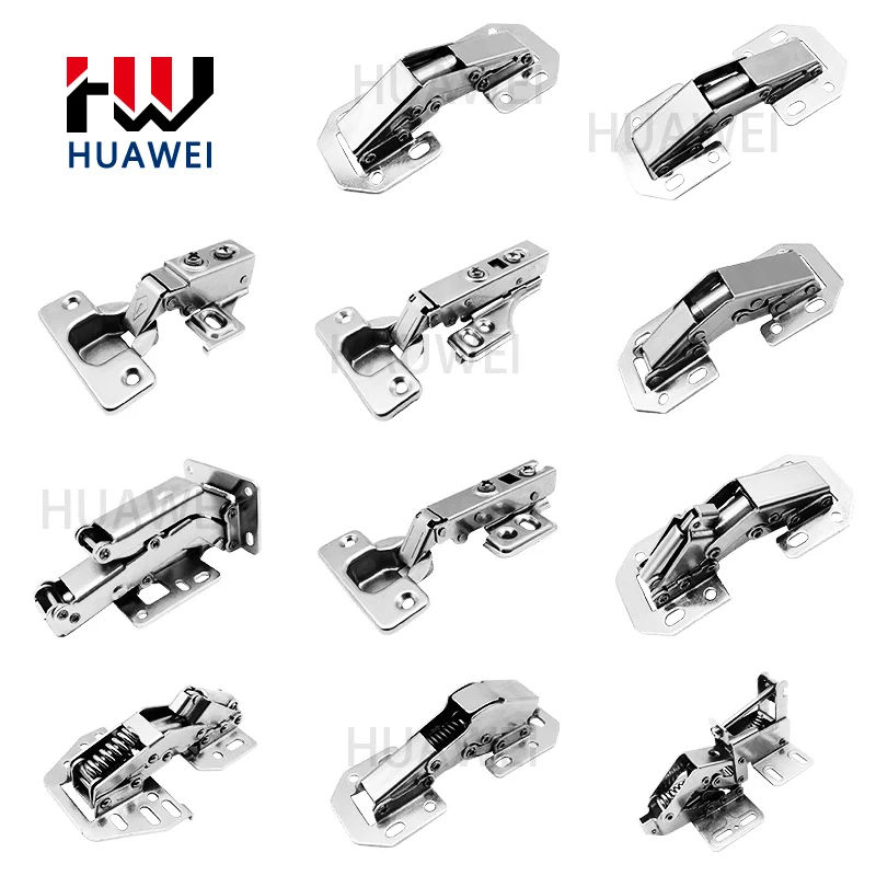 HUAWEI Furniture Hardware Accessories Four Holes Iron Nickel Plated Folding Concealed Fittings Kitchen Cabinet Hinge