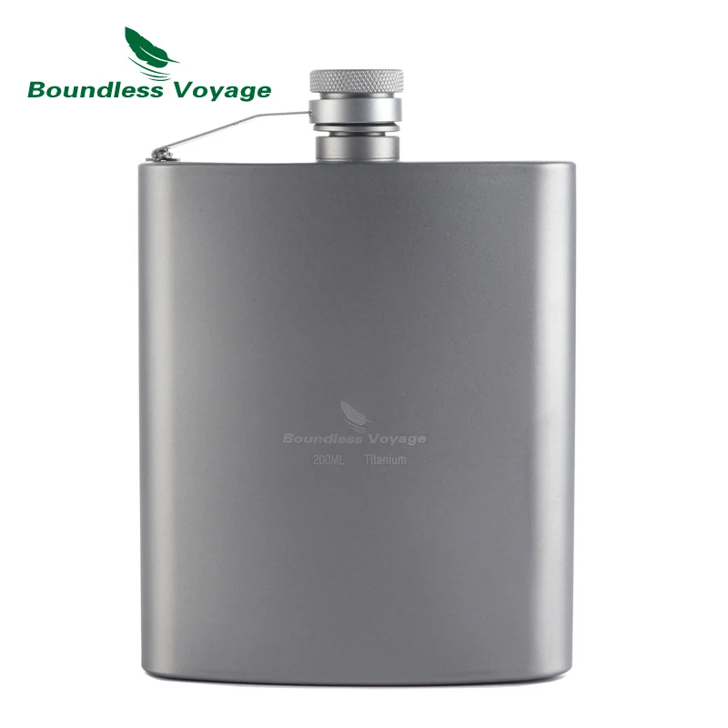 Boundless Voyage titanium hip flask Outdoor Camping hiking Pocket Flagon Portable Drink Bottle Whiskey Flask 7 oz / 200ml