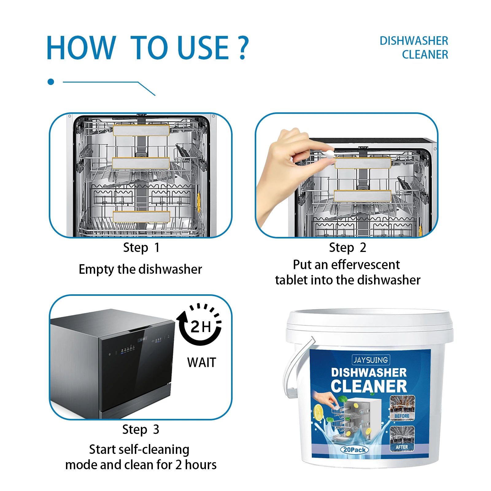 Jaysuing Dishwasher Detergent Sheets Organic Dishwasher Gel Powders Fragrance Dishwasher Cleaner Tablets