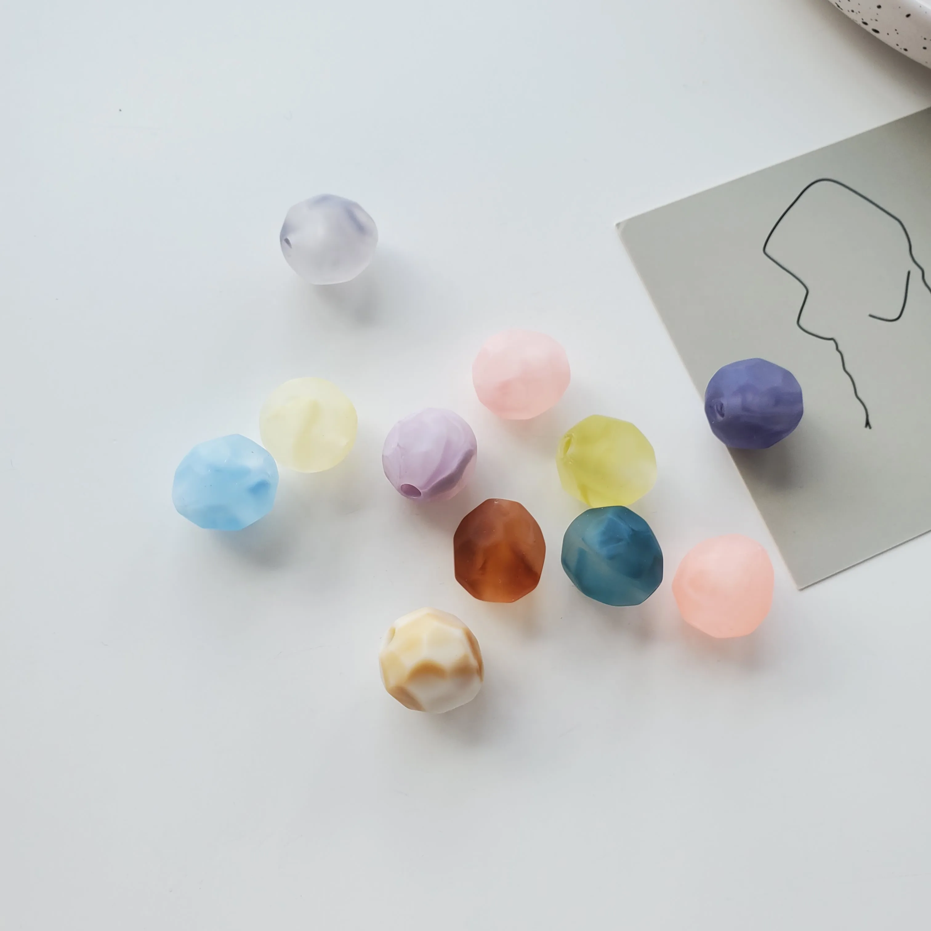 Cloudy Matte Faceted Oval Beads Acrylic 20mm Straight Hole 100Pcs Bubble gum Beads For Necklace Bracelet Kids DIY Jewelry