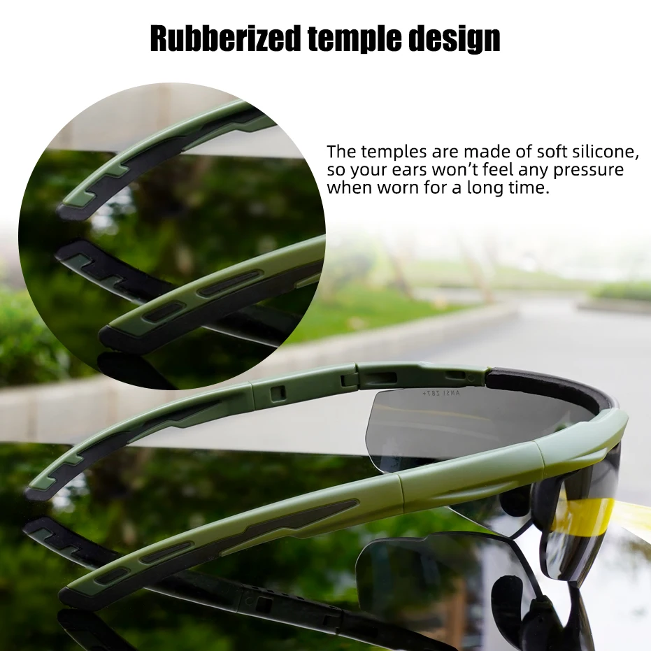 Tactical Eyewear Sports Safety Glasses ANSI Z87.1 Shooting Glasses with 3 Interchangeable Lens UV400 Protection Airsoft Goggle