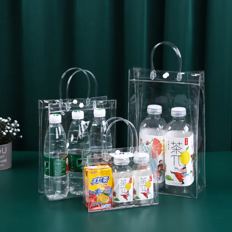 custom logo  PVC Gift Packaging snap closure plastic pvc clear bag