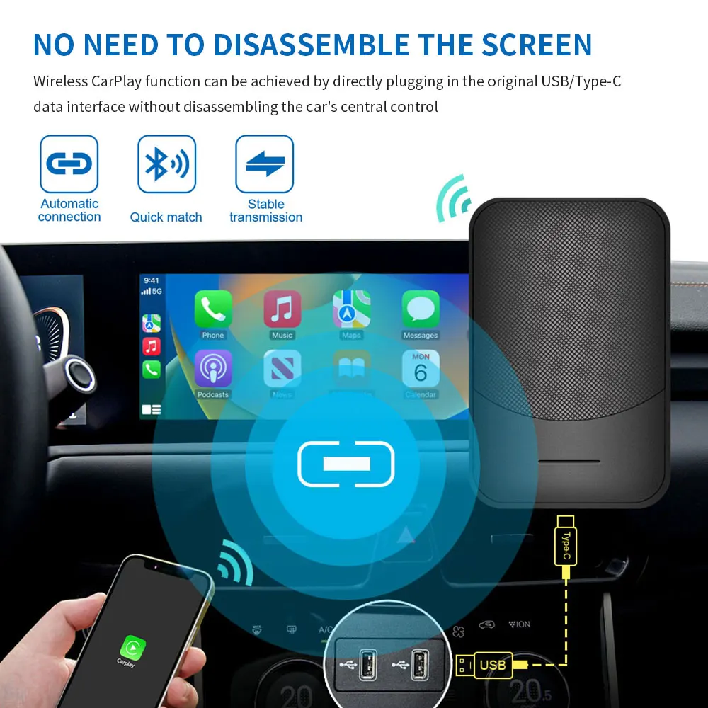 Topleo Carplay AI Box адаптер мини быстрое подключение автомобильный игровой беспроводной Magic Android Auto Портативный