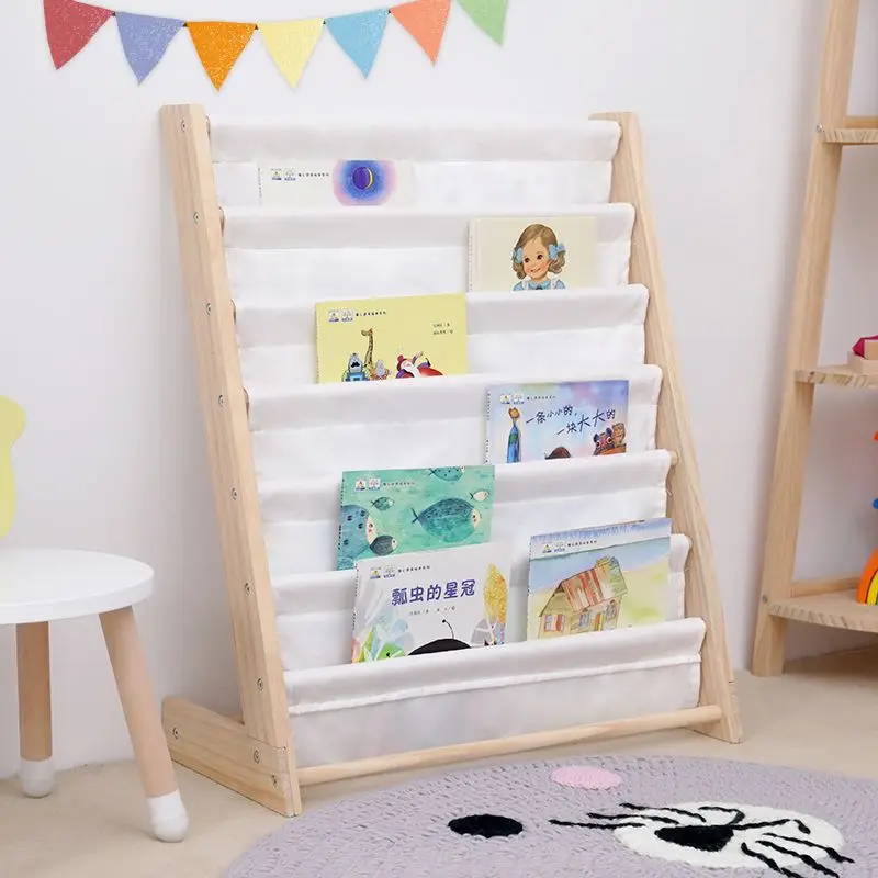 modern Floor Standing book rack bookshelf, Multilayer wooden kids Book Storage Organizer