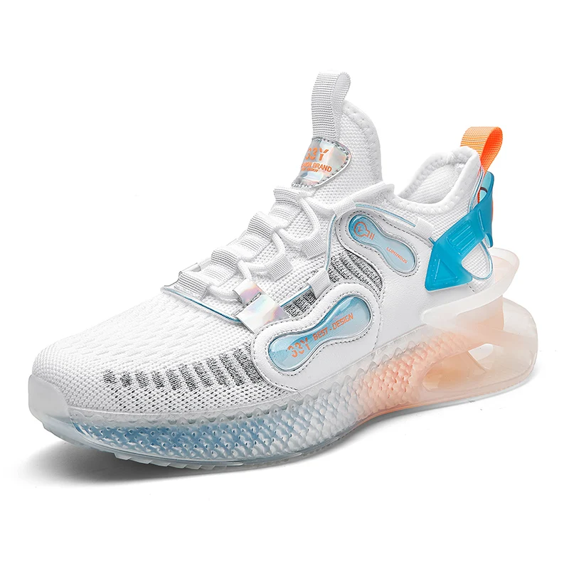 Fashion Male Breathable Flying Mesh Schoenen Comfort Shark Blade Shoes Anti Slippery Outdoor Running Sneakers