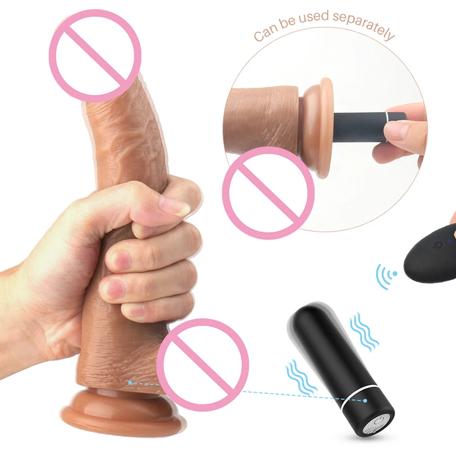 S-HANDE Remote control plastic penis sex toys vibrating dildos for women soft silicone rubber penis with strong suction cup