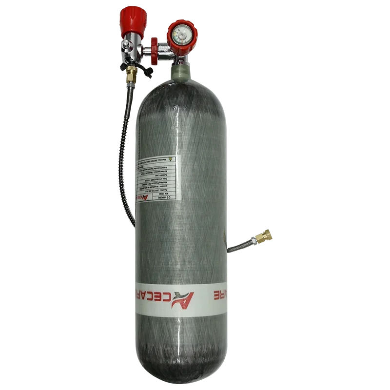 Acecare 6.8L CE 300Bar Paintball Gas Cylinder with Red Gauge Valve and Filling Station