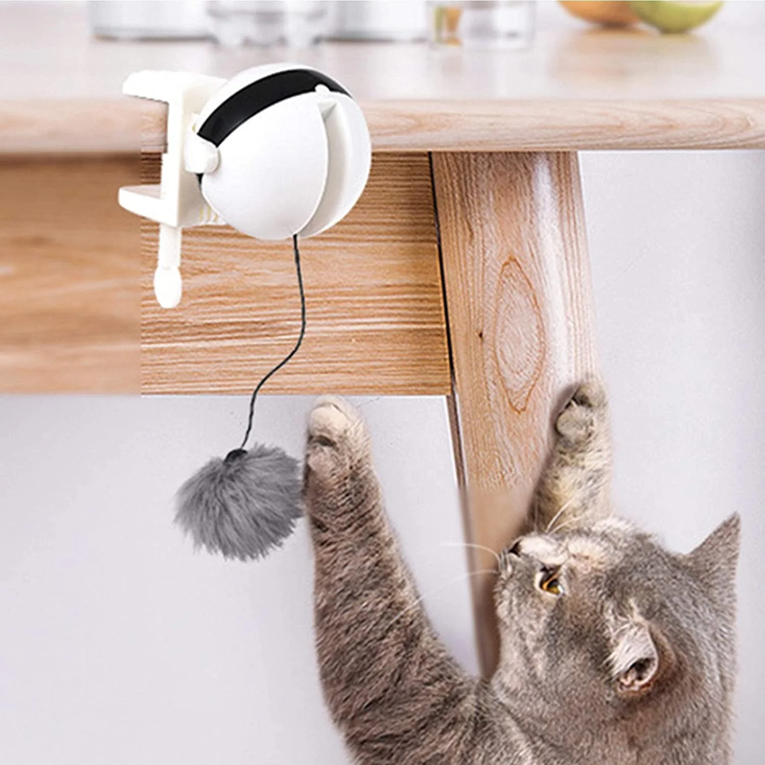 Interactive Smart Automatic Electric Bounce Plush Fishing YOYO Ball Electronic Cat Toy