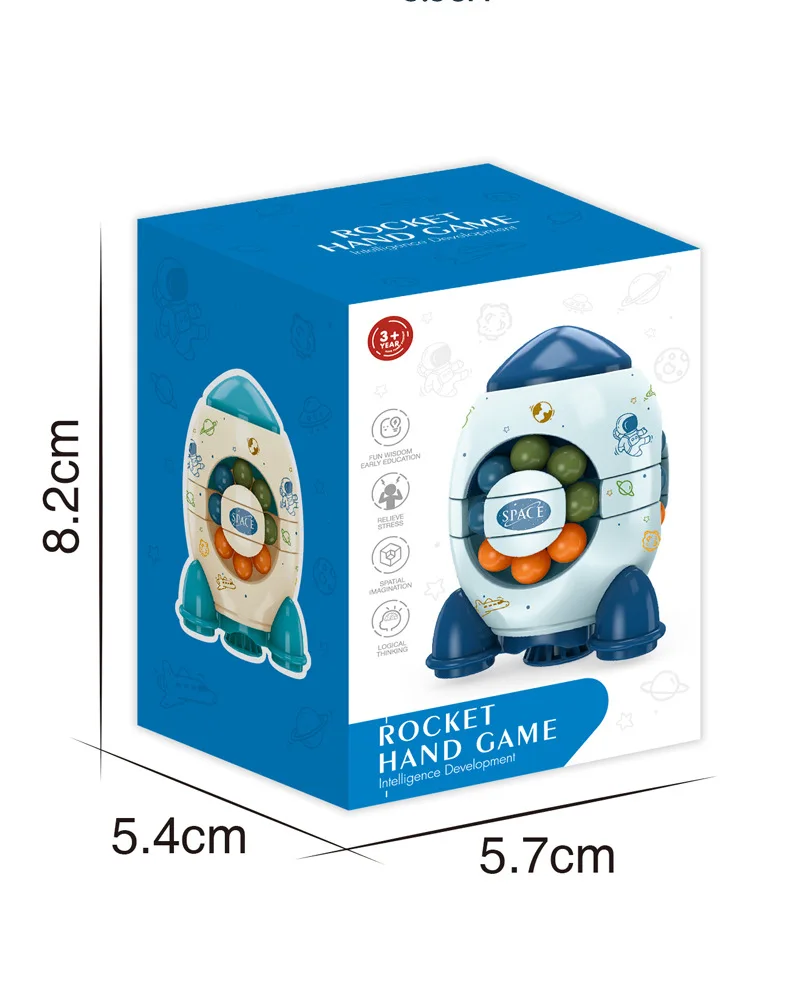LQQ1245 Rotating Magic Bean Fidget Toys Rockets Intelligence Bead Puzzle Rotating Cube Fingertop Gyroscope Toy