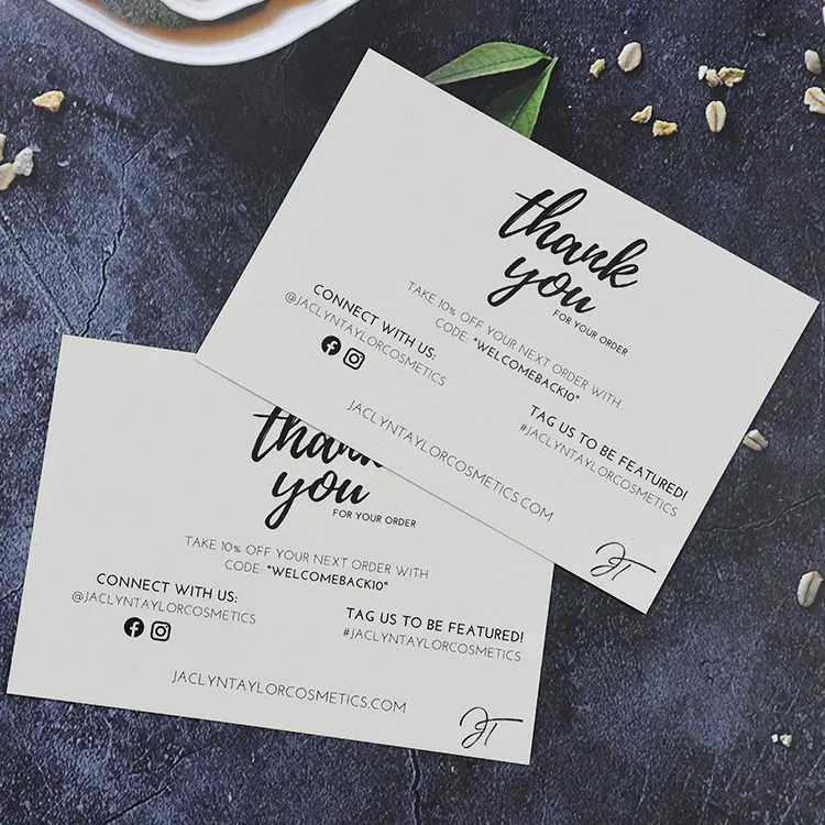 Custom Eco-Friendly Kraft Paper Ecommerce Thank You Card for Packaging Greetings Features Your Logo Supports Small Businesses