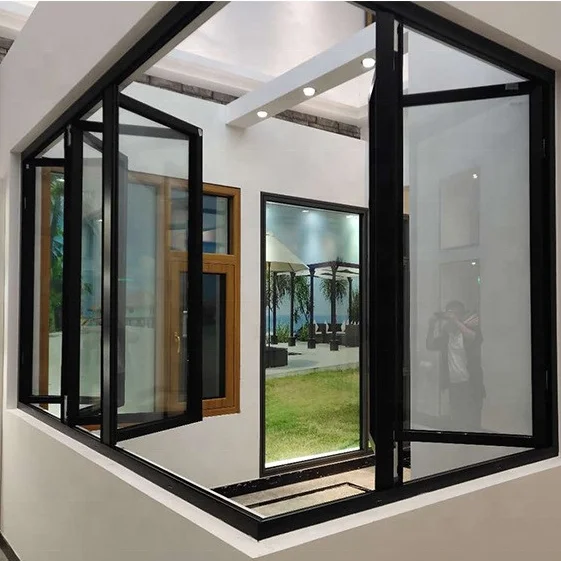 Business Services Folding aluminum window tempered hollow glass folding window