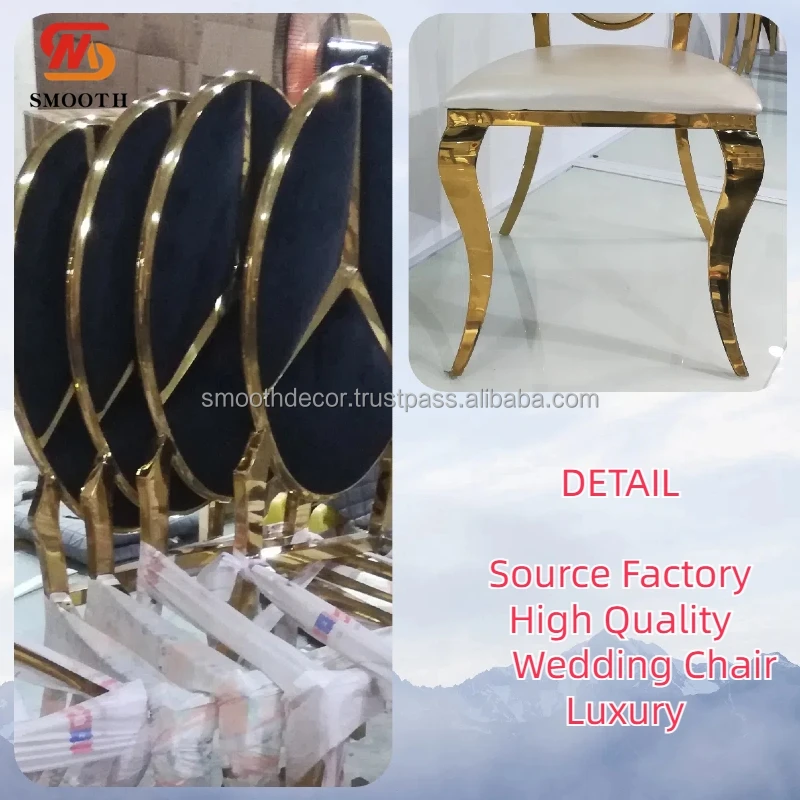 SMOOTH Stainless Steel Pattern Oval Back Flower Chair Wedding Banquet Restaurant Chair Leisure Chair