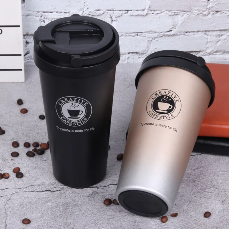 Изготовленные на заказ Многоразовые Путешествия Тепловой Tazas де кафе теплее с двойными стенками из нержавеющей стали кружки для кофе ручкой