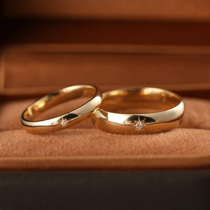 Diamond Wedding Rings Gold 18k Couple Ring For Lovers