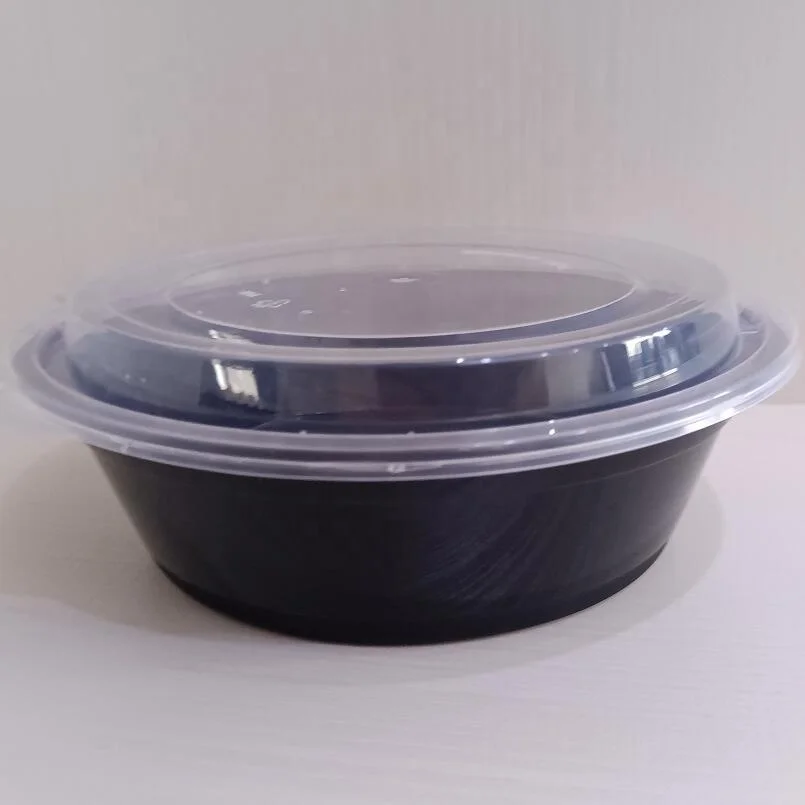 16OZ 24OZ 32OZ 40OZ black round shape  PP  food containers with lids microwavable plastic round  take- away  lunch boxs