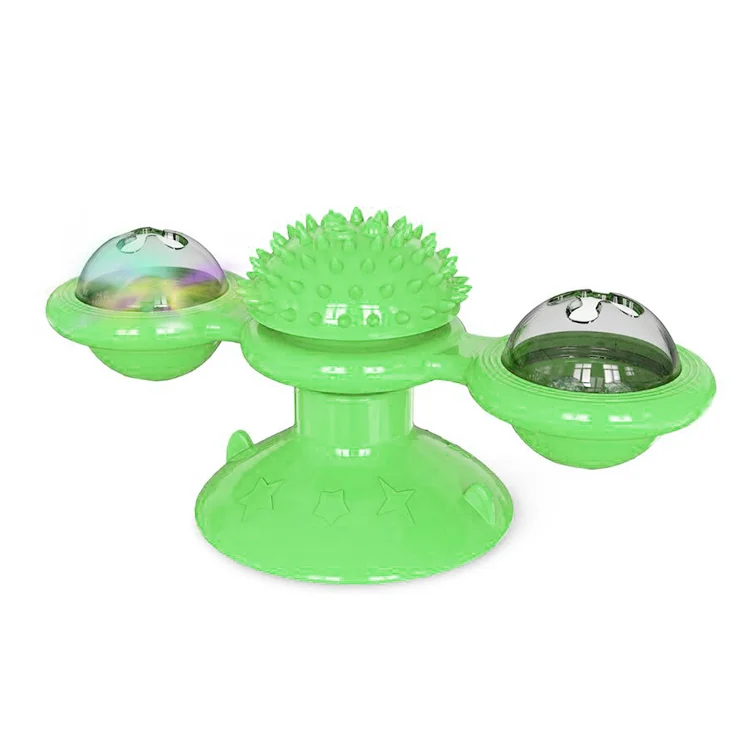interactive cat turntable toy glow ball rotating windmill cats teeth grinding wheel kitten playing toys