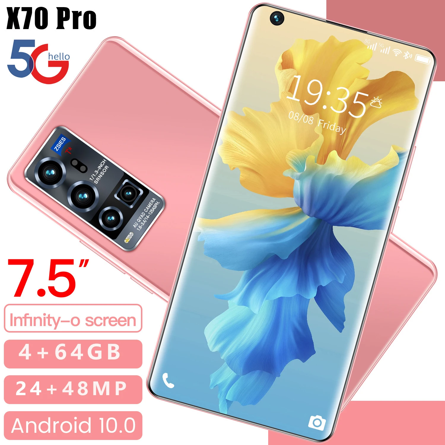 Global smartphone x70pro 5600mAh super large battery capacity 24 + 48mp front and rear HD camera Android 10.0 smartphone NEW