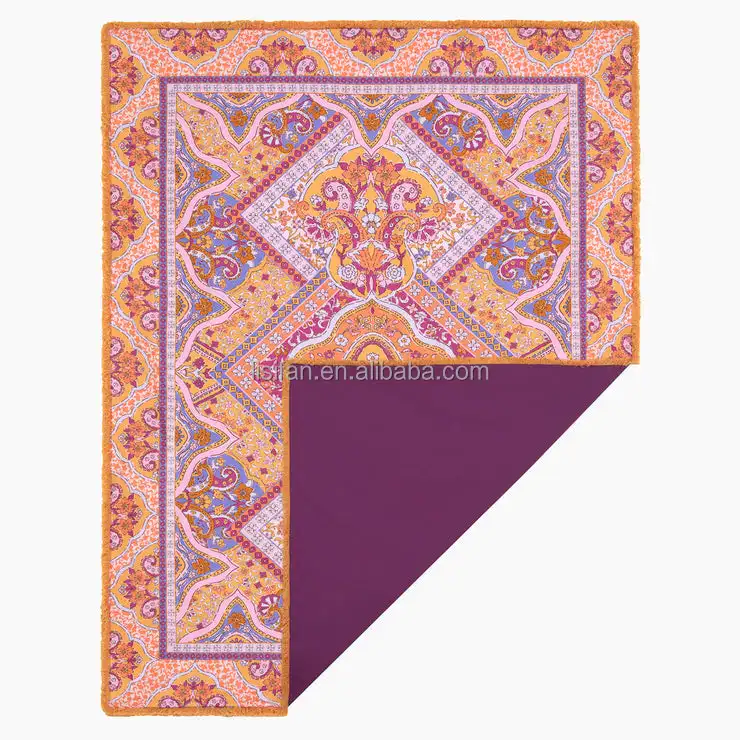 Wholesale Picnic Blanket Custom Outdoor Camping Rug Beach Mat Portable Foldable Cotton Canvas Picnic Pad