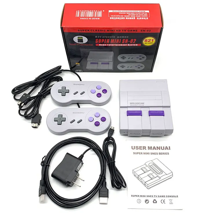 Портативный серый Supernintendo 821 встроенных игр ПК-контроллер для Nintendo Mini Snes классические игровые консоли