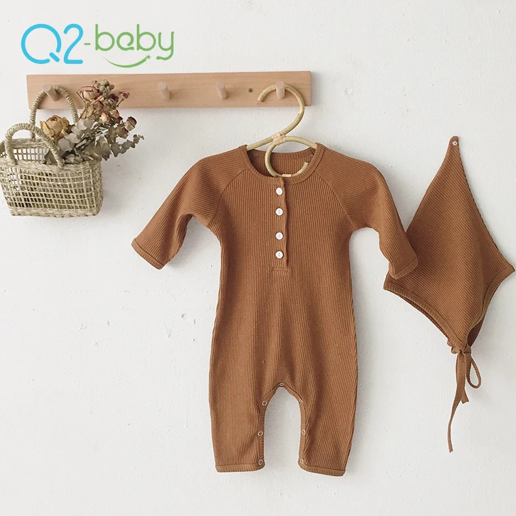  Q2-baby оптовая продажа из мягкой ткани с длинным рукавом и рисунком спортивный костюм для малышей младенцев детские комбинезоны