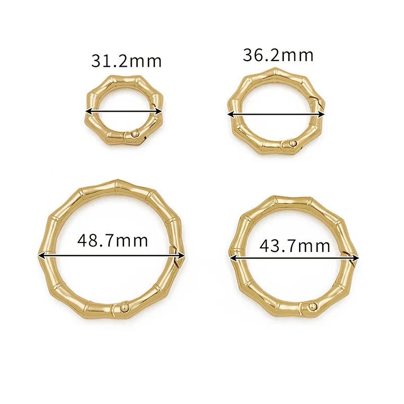 Custom Various Sizes Spring Buckle  Bamboo Design Metal O Rings Bag Accessories Trigger Snap Clip For Handbag
