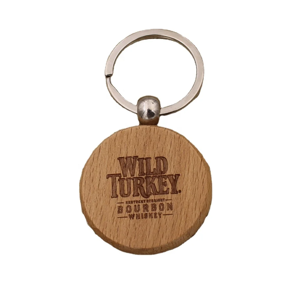 Wholesale hot sale custom name  logo round wooden keychain printing laser natural wood keychain