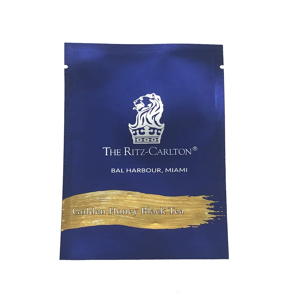 Custom mylar bags printing 3-side heat seal tea bag small pouch coffee sachet packaging
