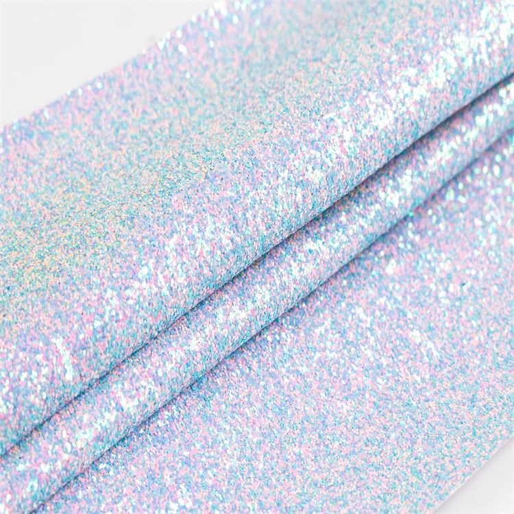 Good Quality Fabric Fine Helographic Rolls Blue Glitter Faux Leather A4 Sheets
