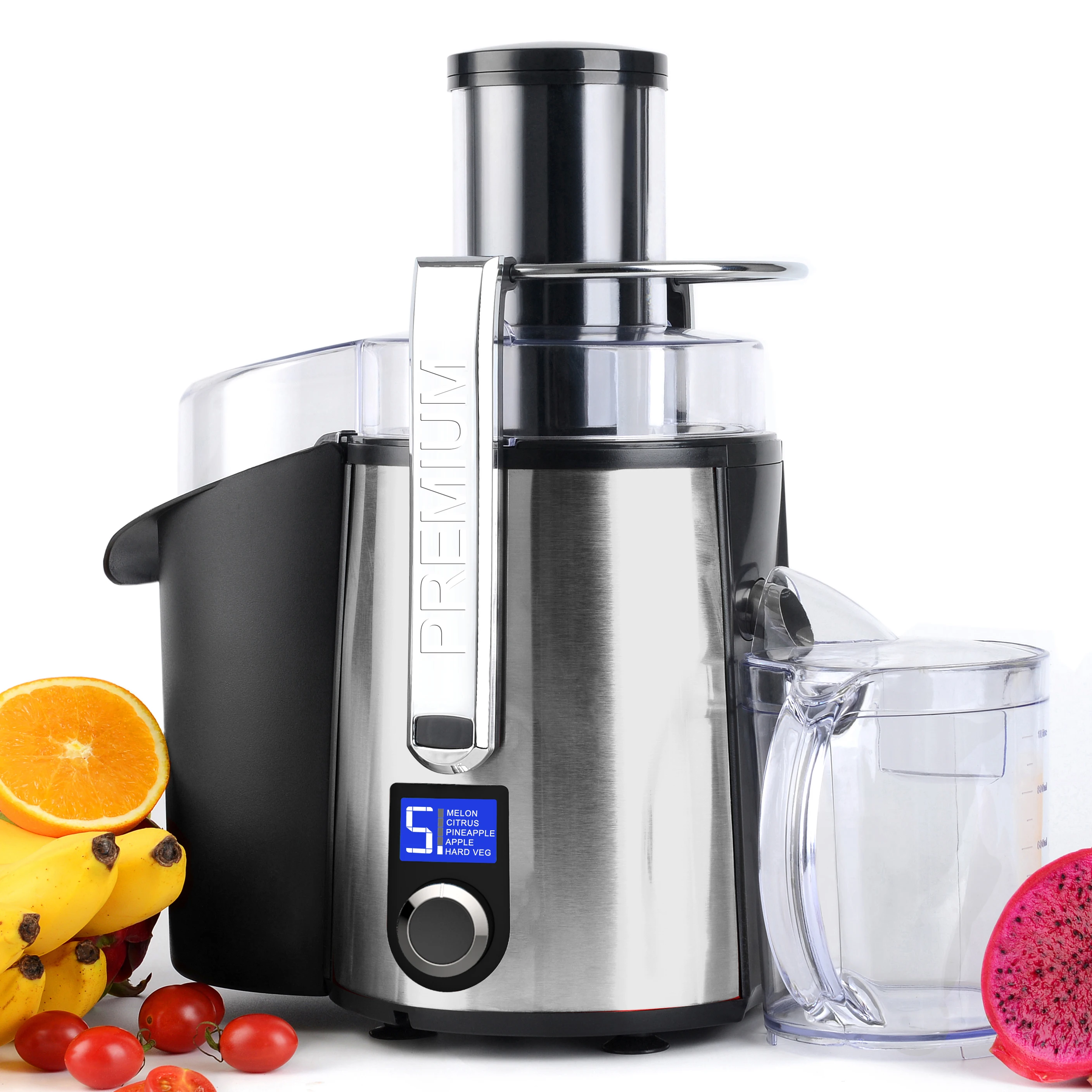 High quality large capacity 5 speed control juicer filter machine with big mouth juicer