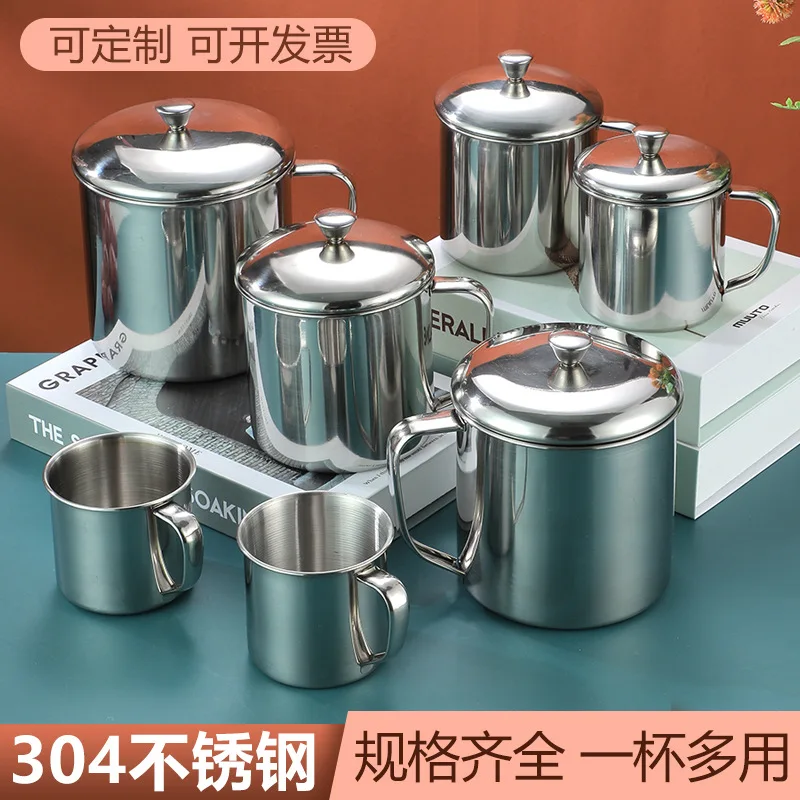 anti-scalding Camping Coffee tea Drink Metal Cup Stainless Steel Sublimation mouth water cup Travel Mugs with Handle and lid