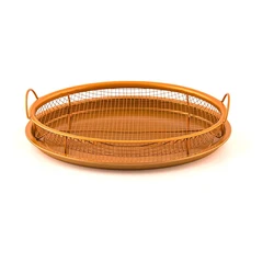 Baking Tray Crisping Basket Non-stick Coating Round Copper Crisper