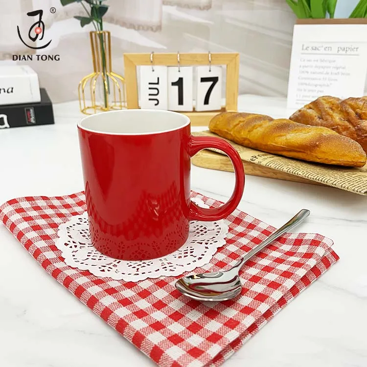 Decoration Red Blue Green Cafe Restaurant Tea Coffee 350Ml Ceramic Mugs Blank Sublimation Custom Mug With Logo White Mug Set