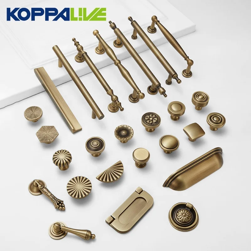 Koppalive high quality bronze cabinet handle knob furniture hardware drawer pulls antique brass kitchen handles